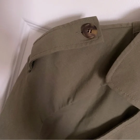 Nordstrom Cropped Olive/Green Trench Jacket Double Breasted Lightweight Coat xs - Picture 7 of 8